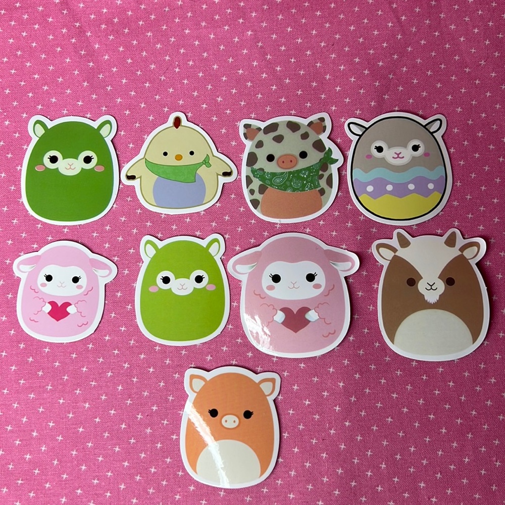 Squishmallow Stickers Farm Animal Bundle 9 stickers